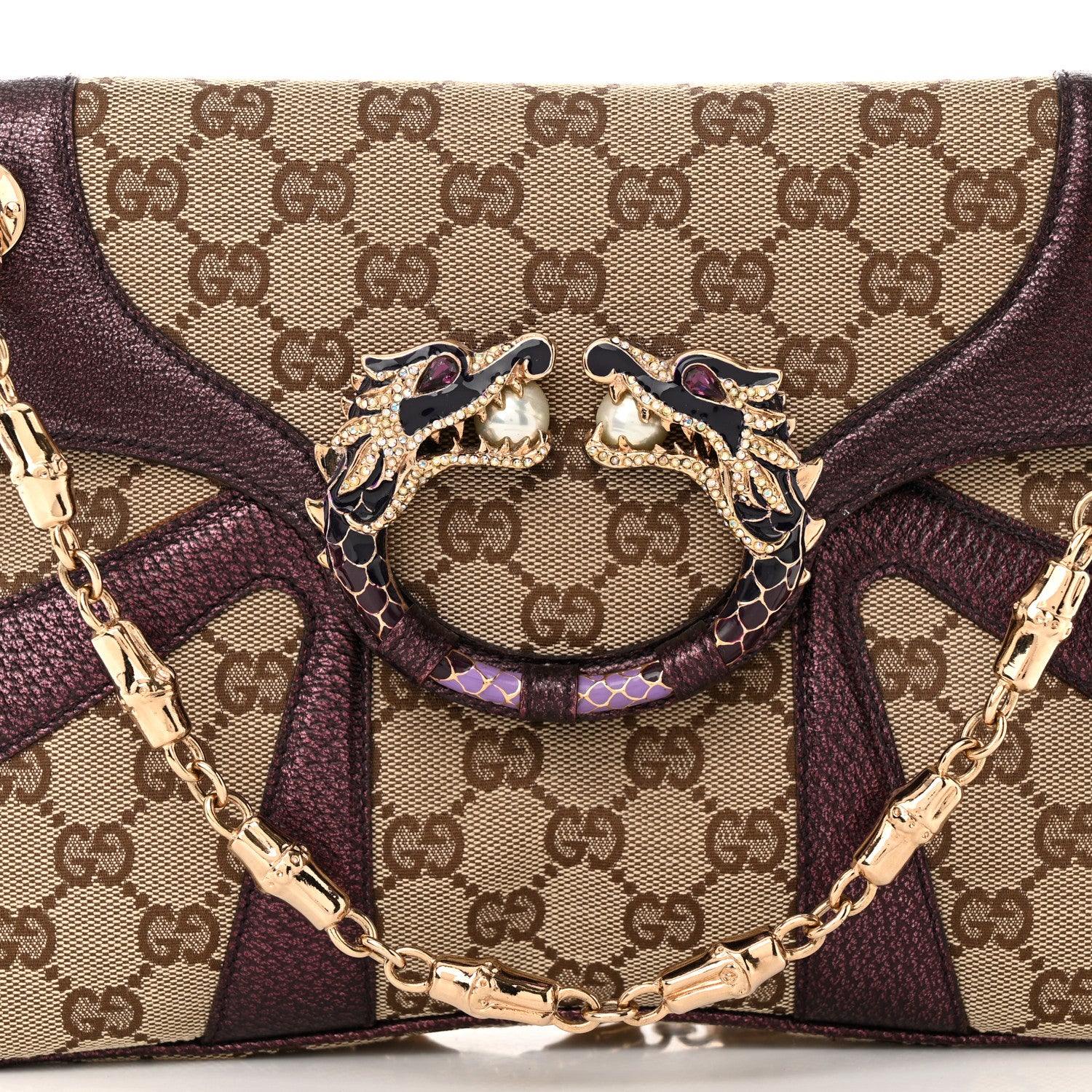 Gucci Monogram Tom Ford Jeweled Dragon Bag Purple 8 of 11