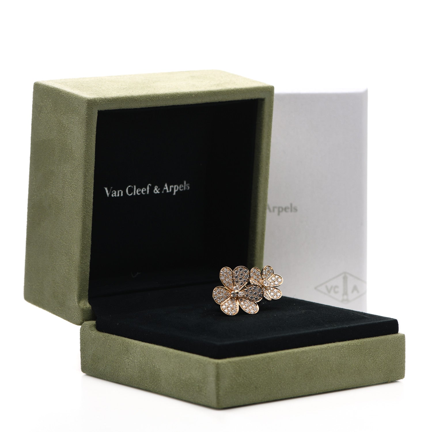 Van Cleef & Arpels 18K Yellow Gold Diamond Frivole Between The Finger Pave Ring 50 5.25 6 of 6
