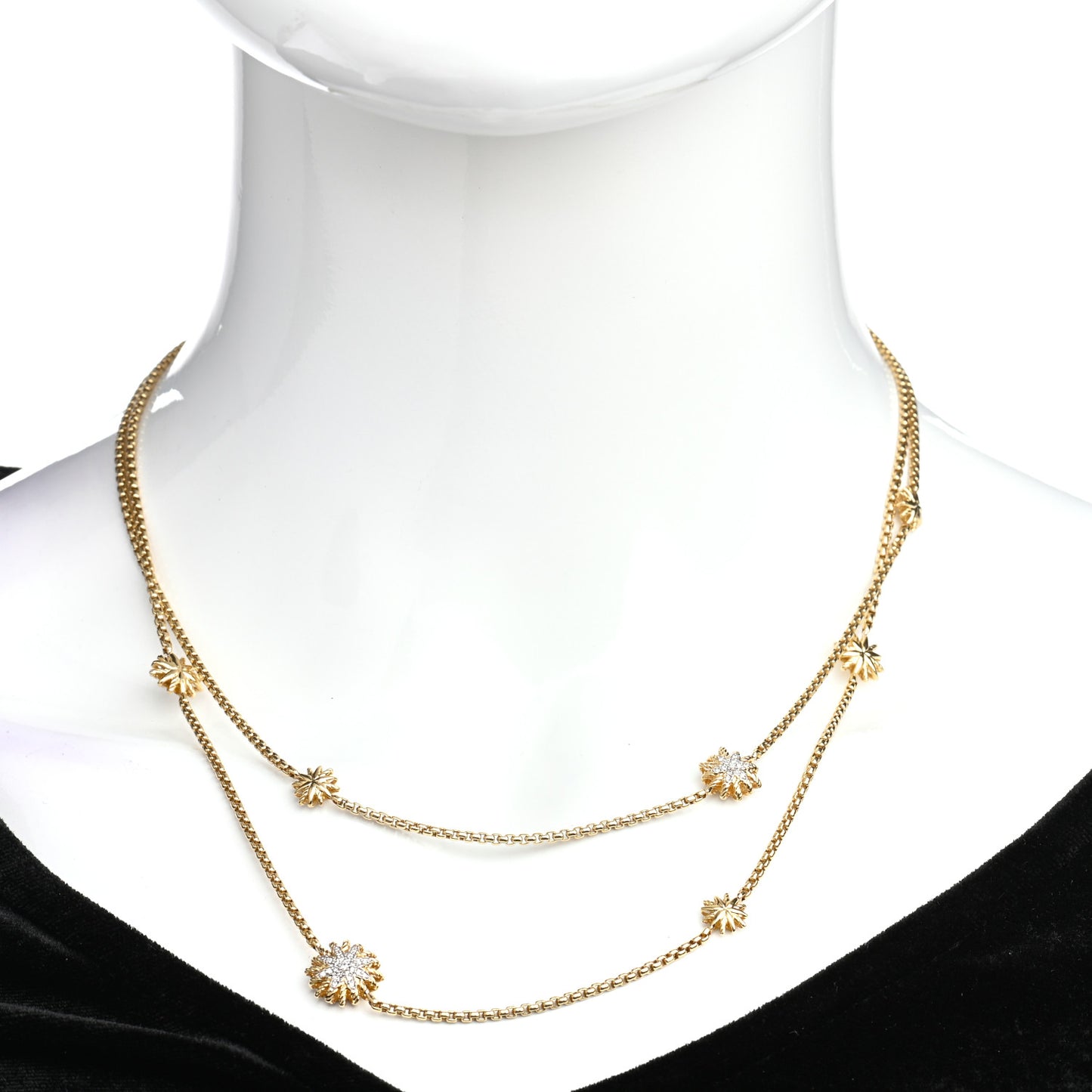 18K Yellow Gold Diamond Starburst Constellation Long Necklace