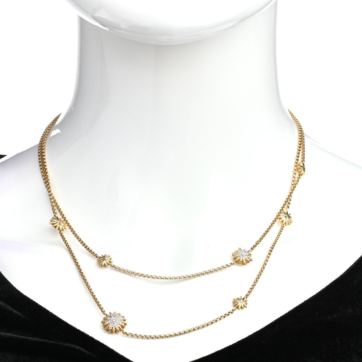 David Yurman 18K Yellow Gold Diamond Starburst Constellation Long Necklace 2 of 4