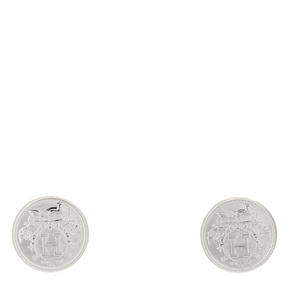 Hermes Sterling Silver TPM Ex-Libris Earrings 1 of 5