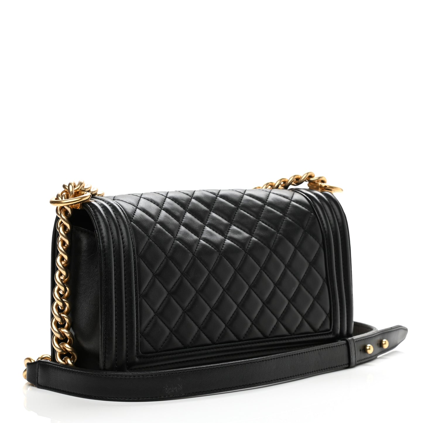 Lambskin Quilted Medium Boy Flap Black