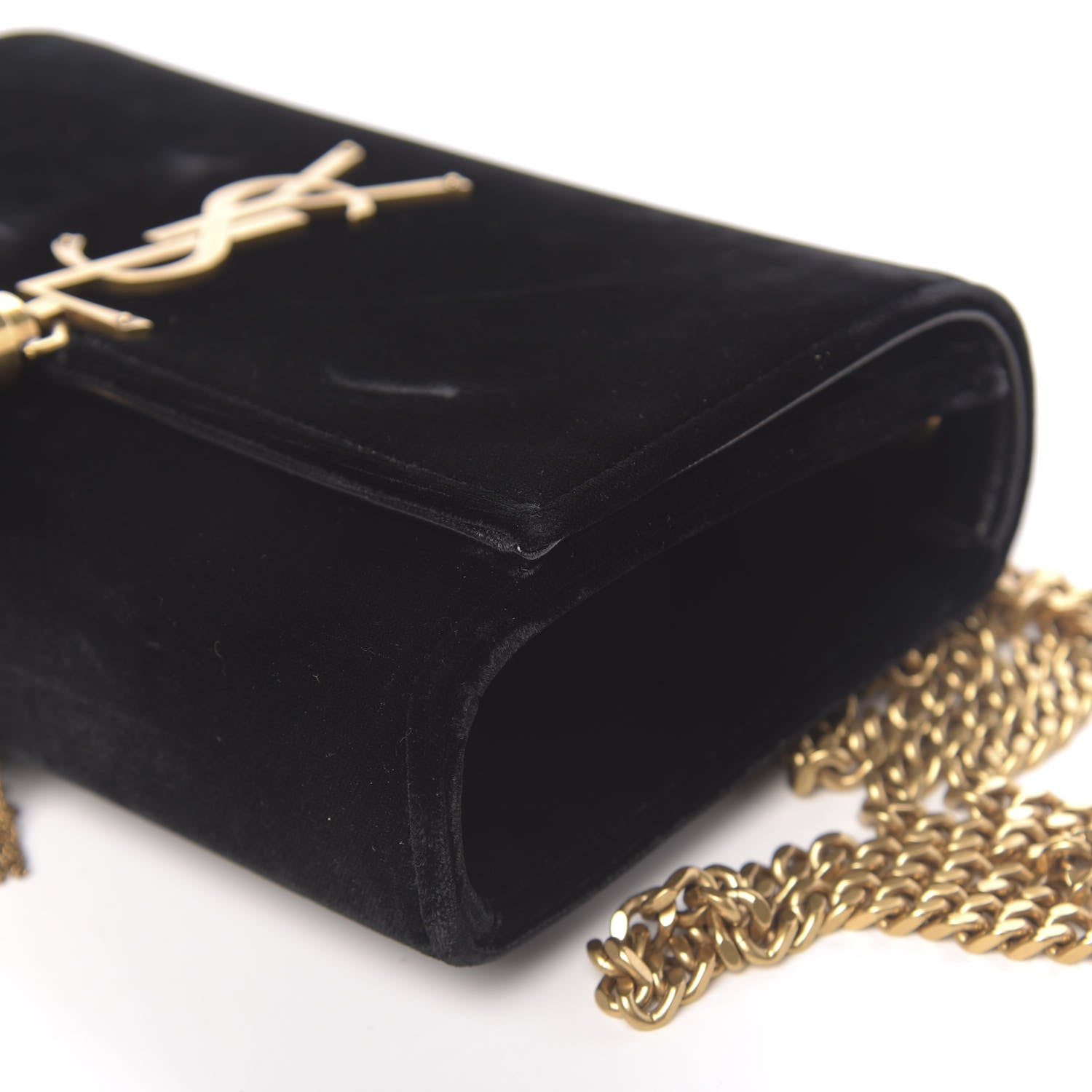 Saint Laurent Velvet Small Monogram Kate Tassel Shoulder Bag Black 11 of 14