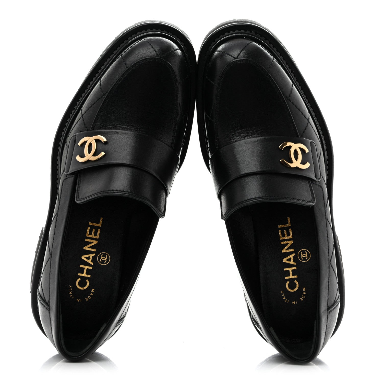 Chanel Calfskin Quilted CC Mocassin Loafers 35 Black 2 of 12