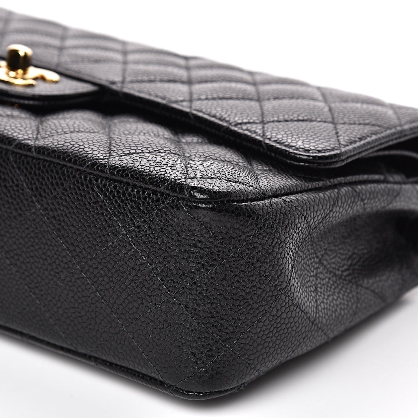 Caviar Quilted Medium Double Flap Black