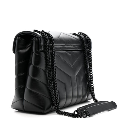 Saint Laurent Calfskin Y Quilted Monogram Monochrome Small Loulou Chain Satchel Black 3 of 12