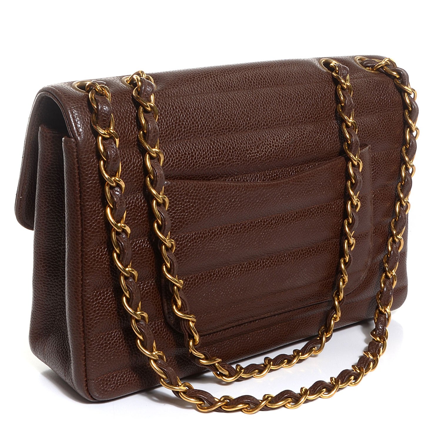 Chanel Caviar Horizontal Quilt Medium Single Flap Light Brown 3 of 9