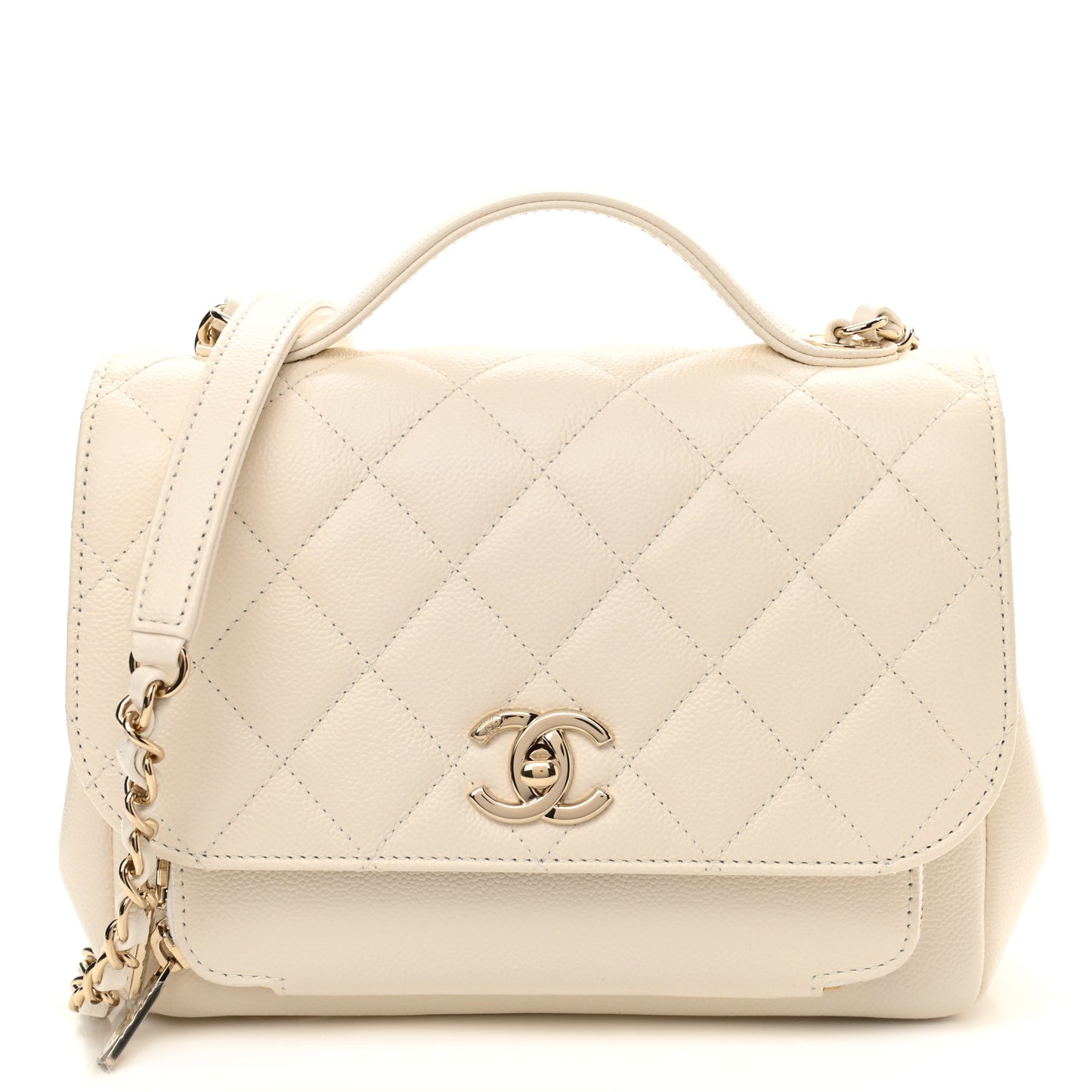 Caviar Quilted Medium Business Affinity Flap White
