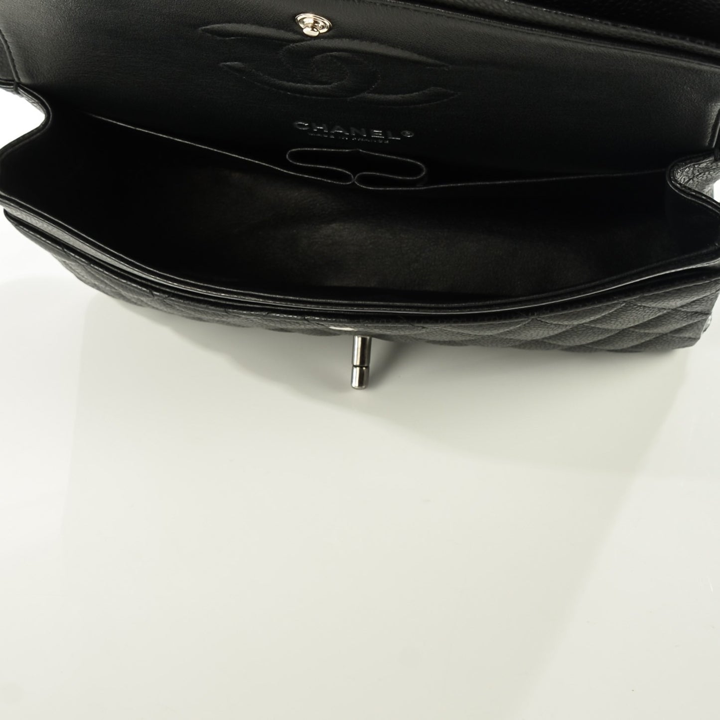 Caviar Quilted Medium Double Flap Black