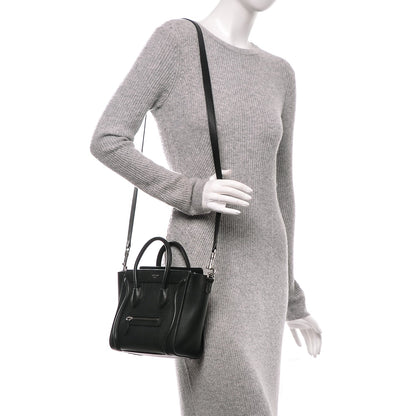 Celine Drummed Calfskin Nano Luggage Black 2 of 8