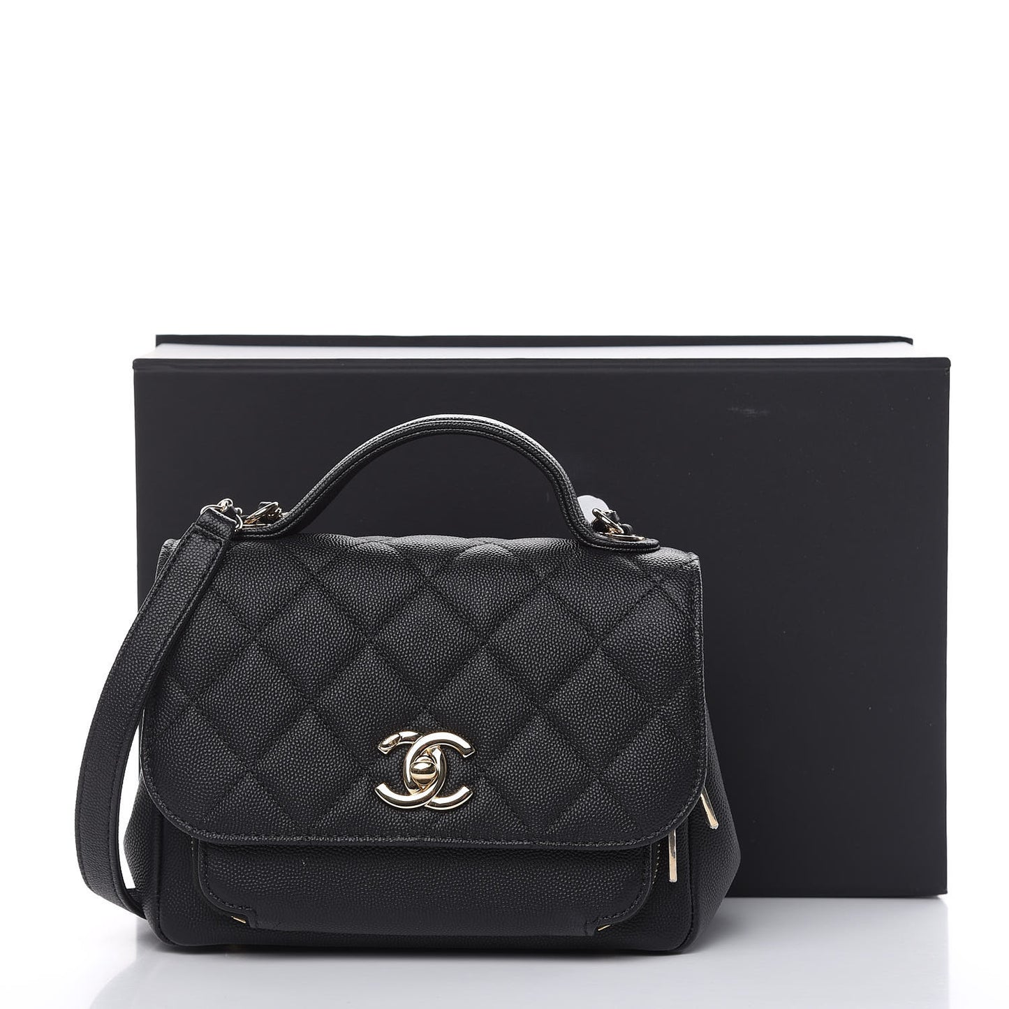Caviar Quilted Mini Business Affinity Flap Black
