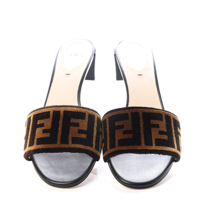 Fendi Velvet FF Slide Sandals 38.5 Tobacco 5 of 10