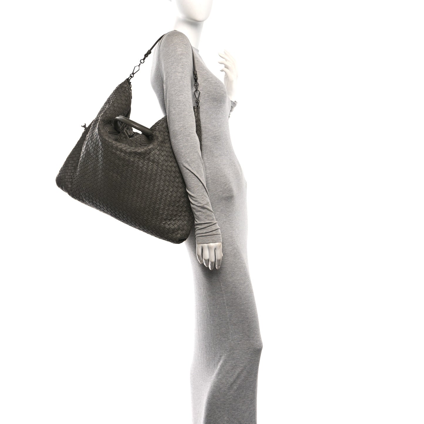 Nappa Intrecciato Maxi Convertible Tote Grey