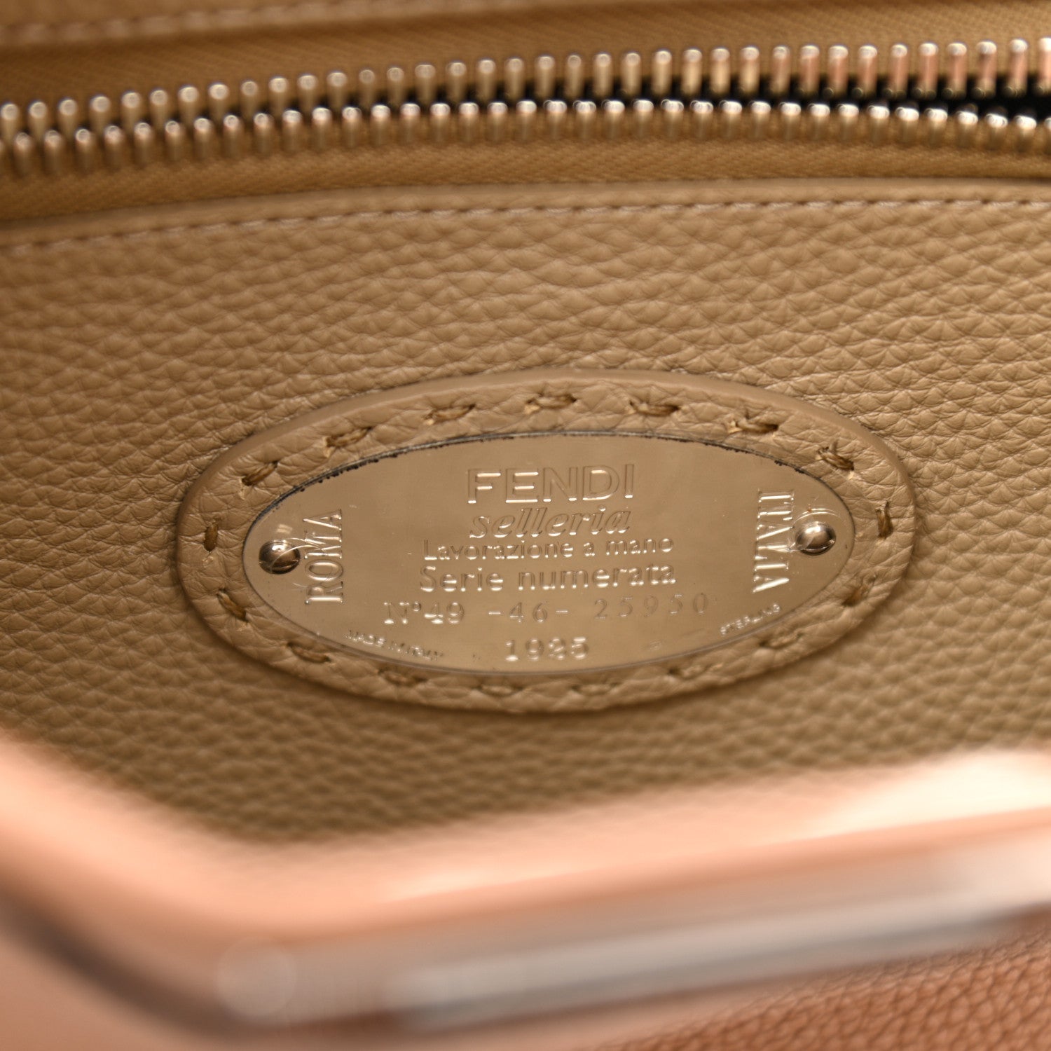 Fendi Cuoio Romano Selleria Bi-Color Medium Peekaboo Iconic Satchel Mou Deserto 7 of 16