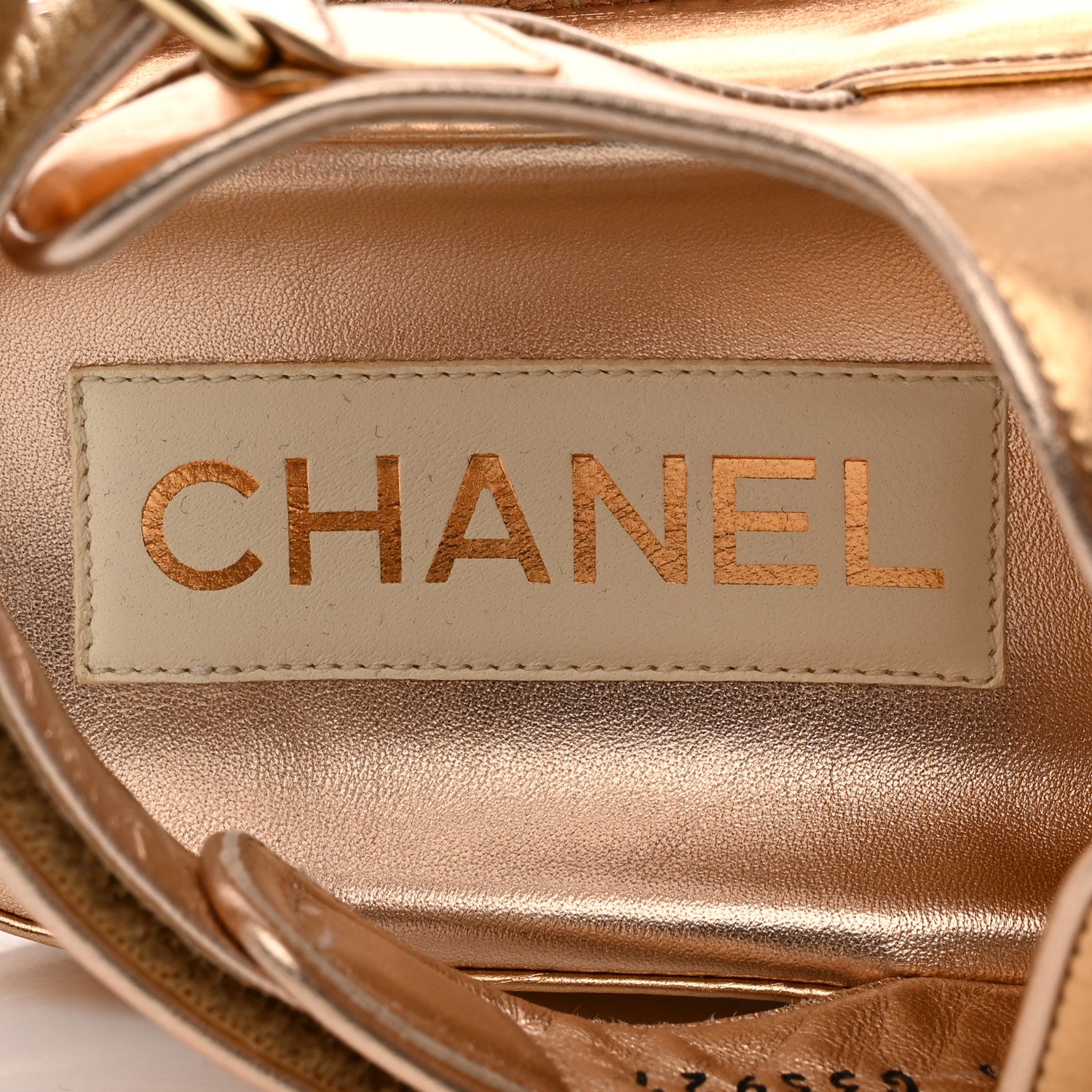 Chanel Metallic Laminated Calfskin Velcro Dad Sandals 37.5 Golden 7 of 9