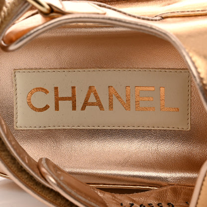 Chanel Metallic Laminated Calfskin Velcro Dad Sandals 37.5 Golden 7 of 9
