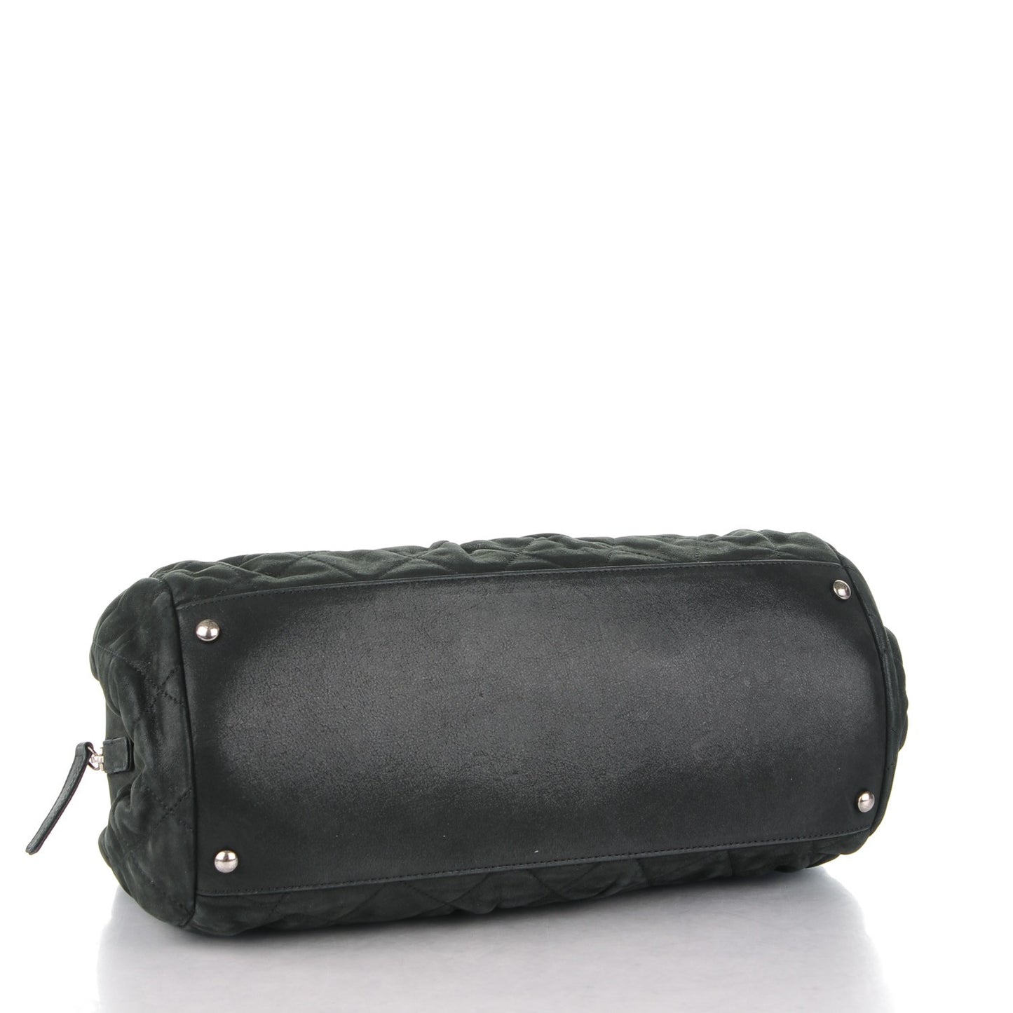 Iridescent Calfskin Chic Quilt Bowling Bag Black
