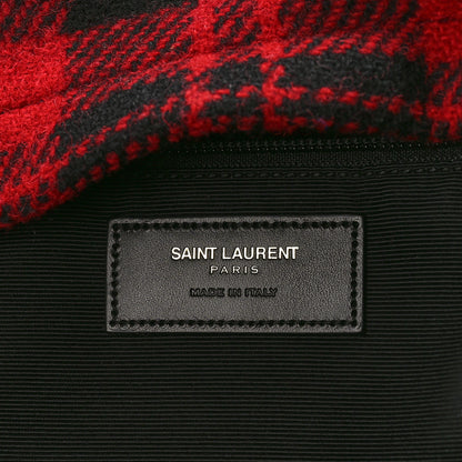 Saint Laurent Wool Tartan City Backpack Red Black 6 of 8