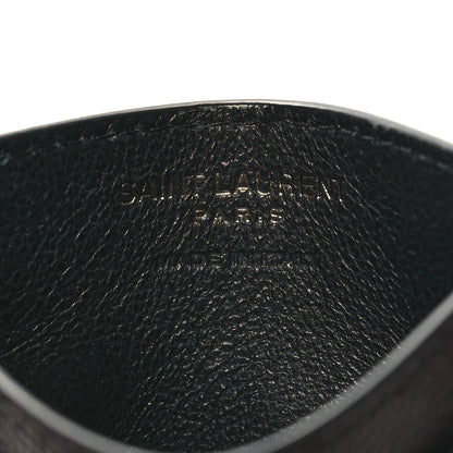 Saint Laurent Grain De Poudre Matelasse Chevron Monochrome Monogram Credit Card Case Black 6 of 9