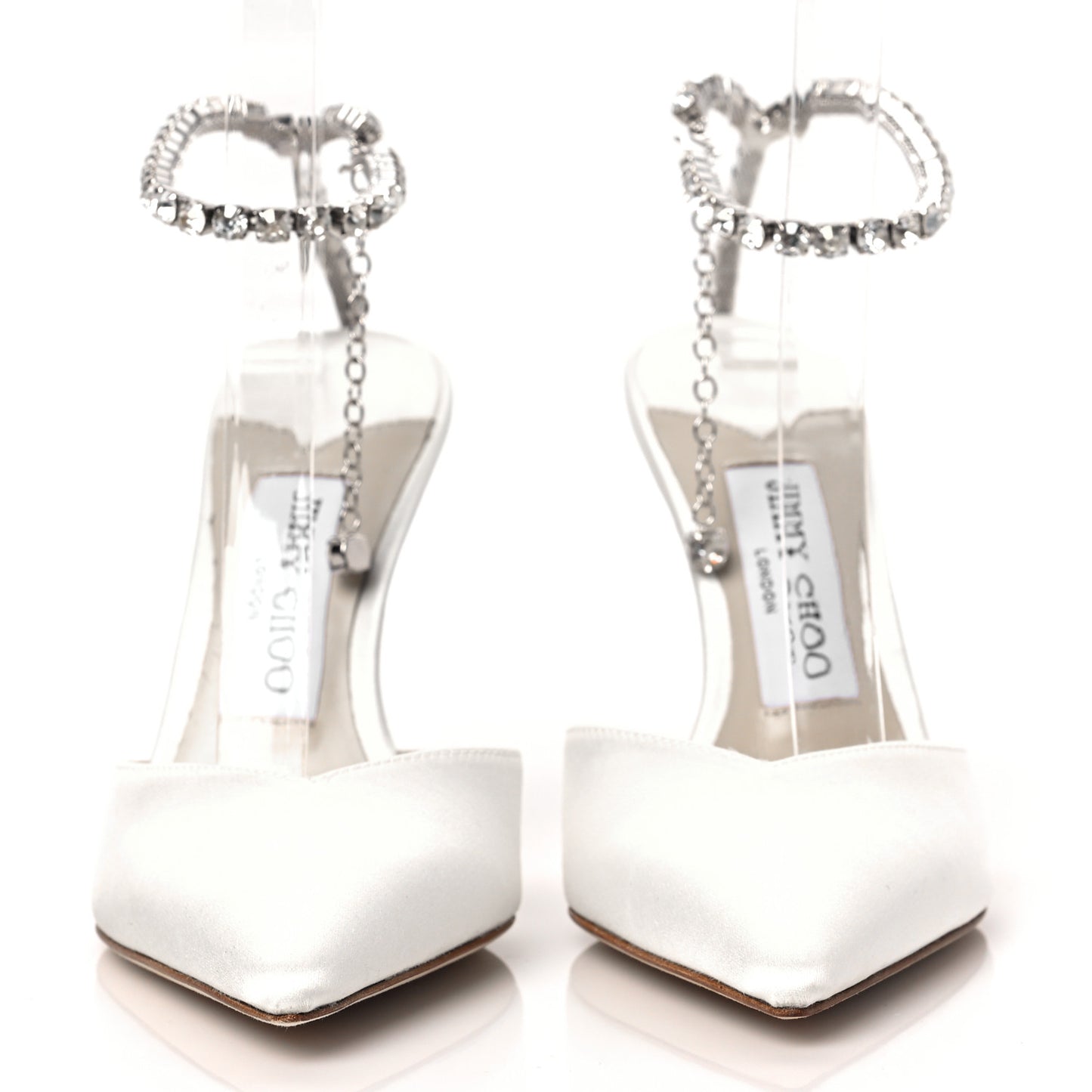 Satin Crystal Saeda 100 Pumps 36 Ivory