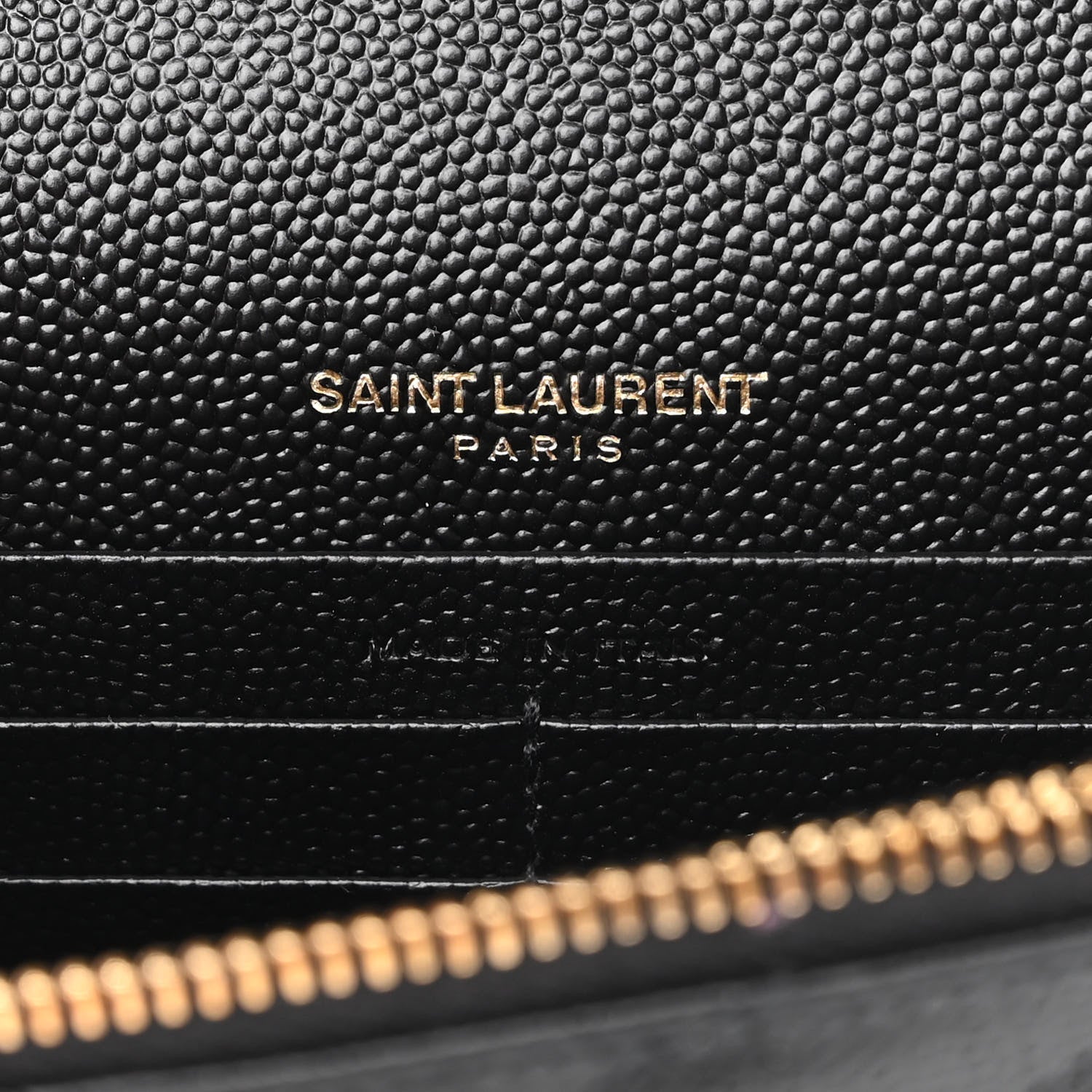 Saint Laurent Grain De Poudre Matelasse Chevron Monogram Envelope Chain Wallet Black 6 of 10
