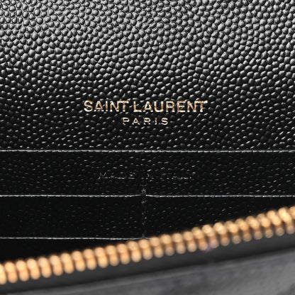 Saint Laurent Grain De Poudre Matelasse Chevron Monogram Envelope Chain Wallet Black 6 of 10