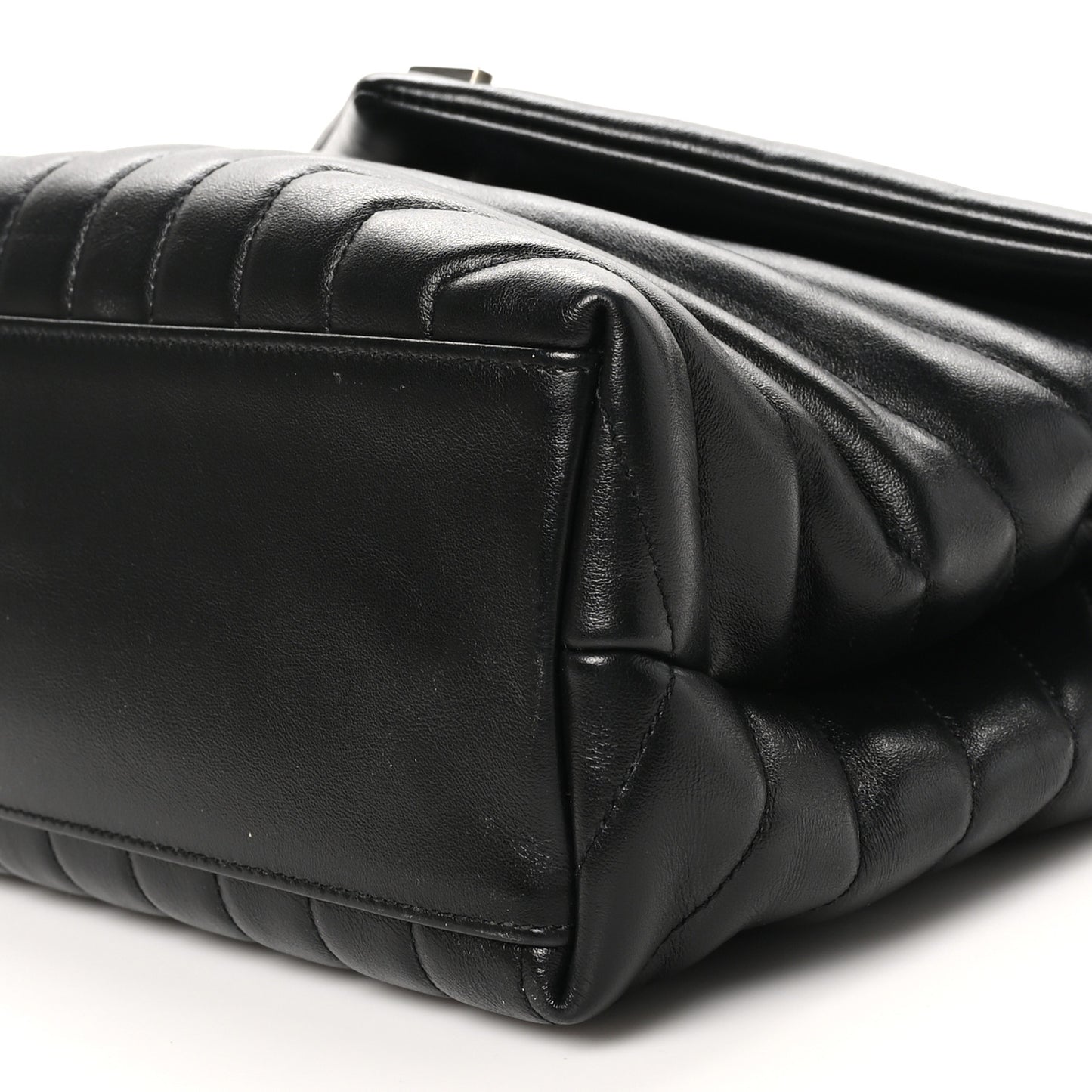 Calfskin Y Quilted Monogram Medium Loulou Chain Satchel Black