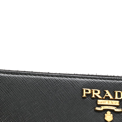 Prada Saffiano Metal Large Zip Around Travel Wallet Black 8 of 10