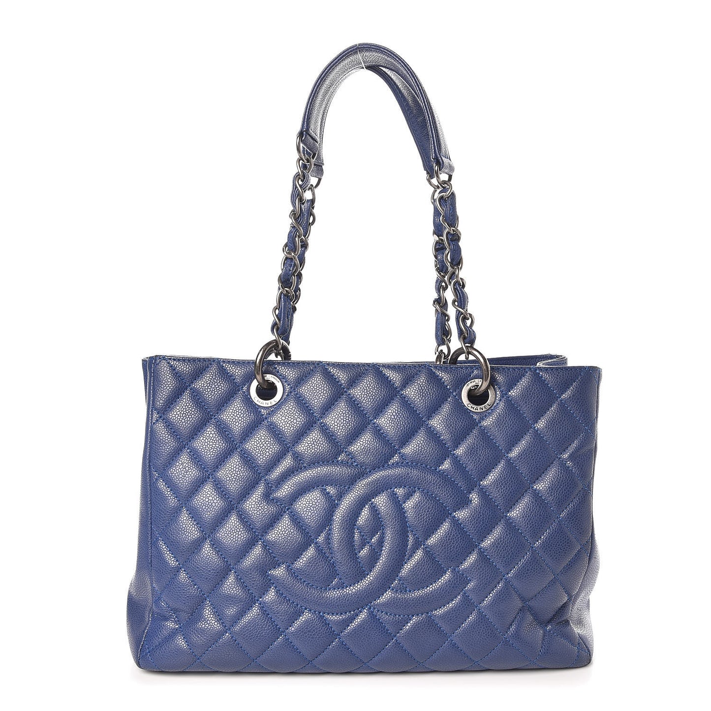 Caviar Quilted Grand Shopping Tote GST Dark Blue
