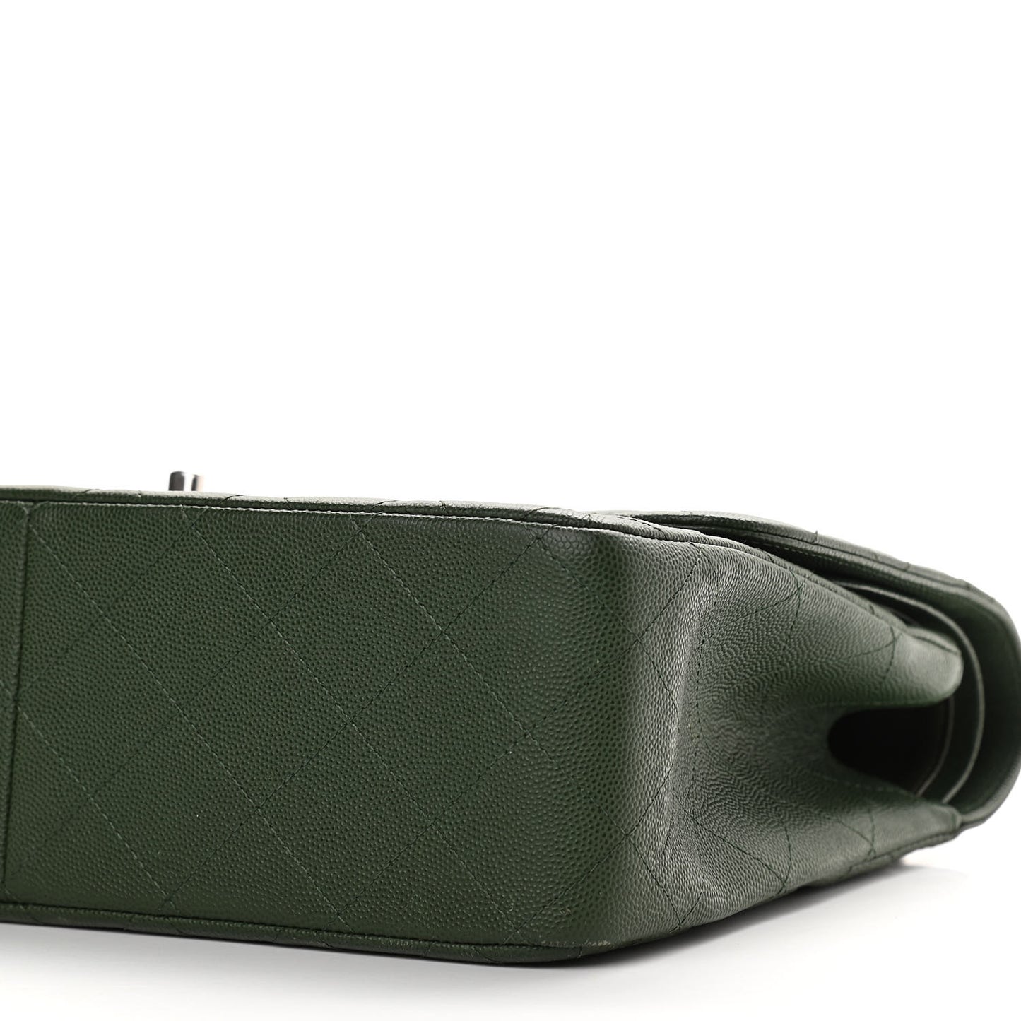 Caviar Quilted Jumbo Double Flap Dark Green