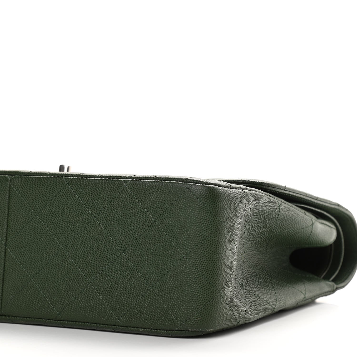 Chanel Caviar Quilted Jumbo Double Flap Dark Green 9 of 15