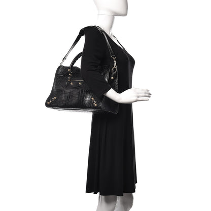 Balenciaga Calfskin Crocodile Embossed Giant 12 Gold Hardware City Black 2 of 12