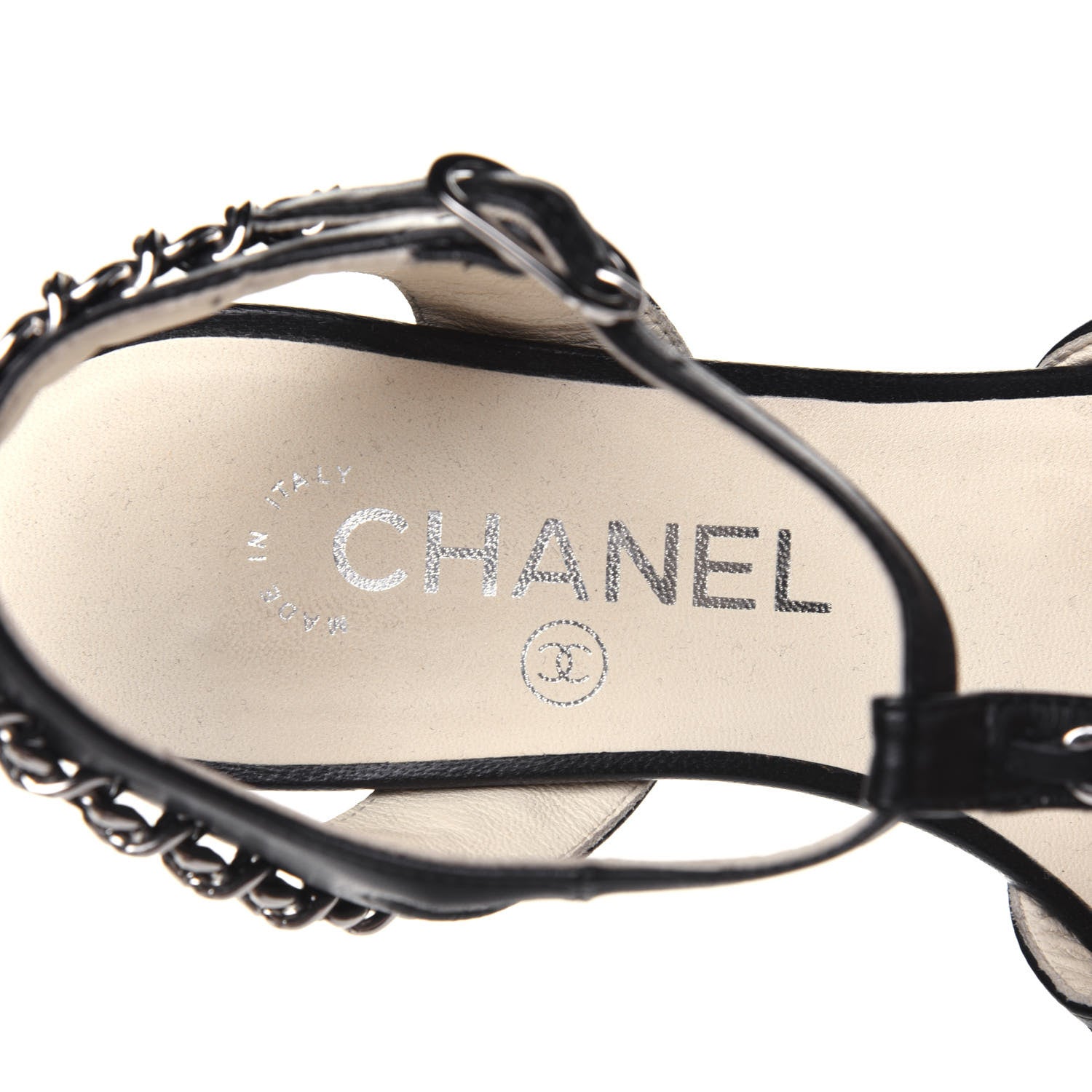 Chanel Lambskin CC Chain Sandals 36 Black 7 of 17