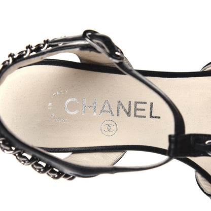Chanel Lambskin CC Chain Sandals 36 Black 7 of 17
