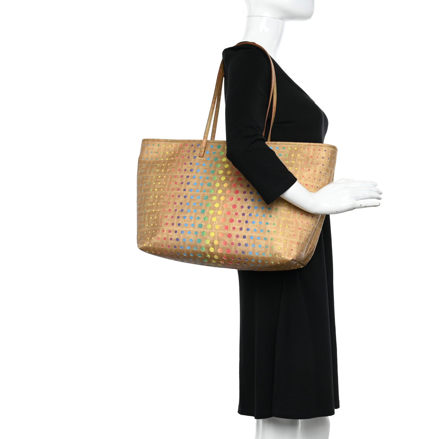 Fendi Zucca Perforated Dots Medium Roll Tote Multicolor 3 of 10
