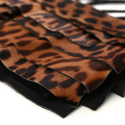 Saint Laurent Calf Hair Ruffle Leopard Print Fold-Over Clutch Black 10 of 12