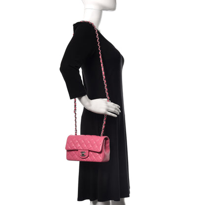 Chanel Lambskin Quilted Mini Rectangular Flap Dark Pink 2 of 10