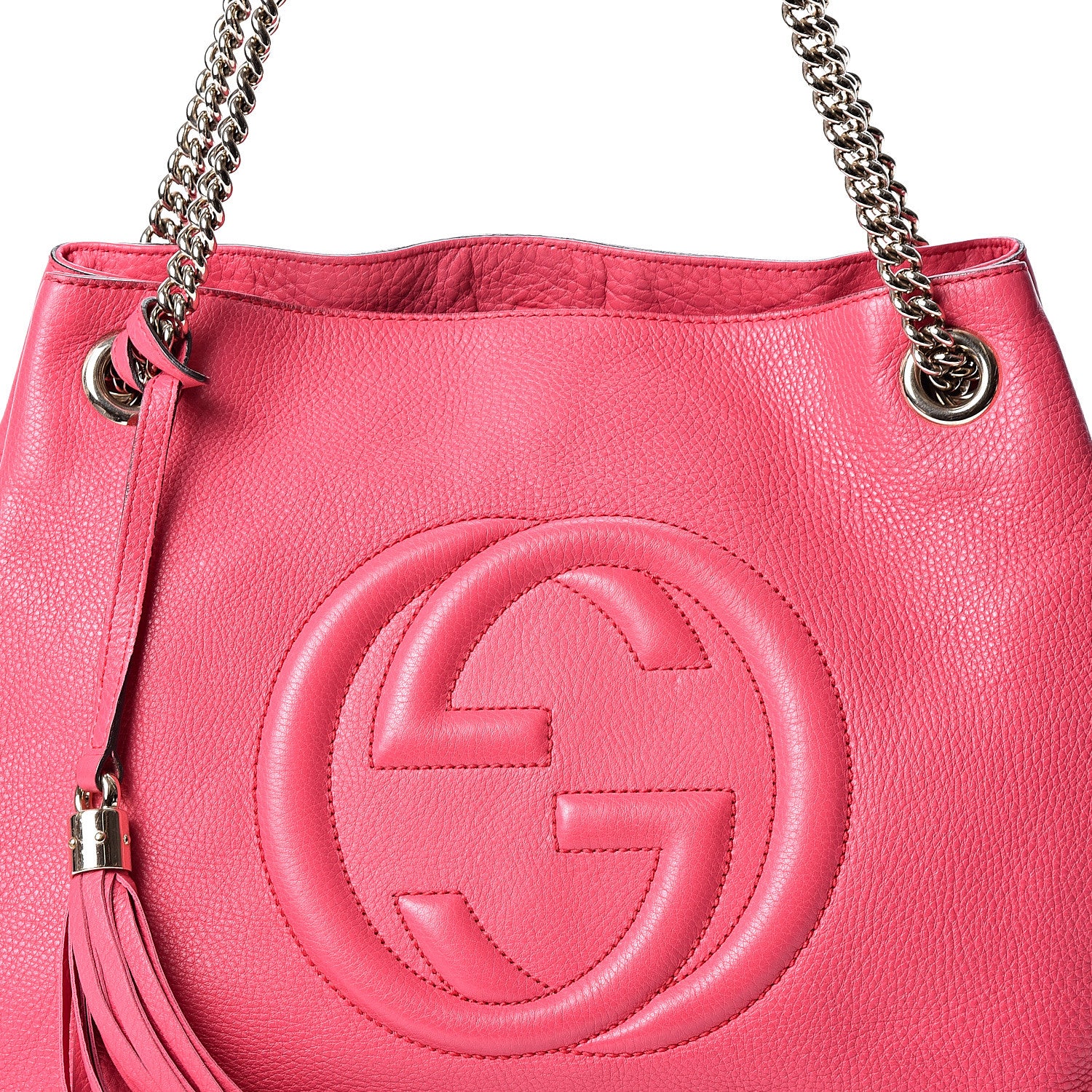 Gucci Pebbled Calfskin Medium Soho Chain Shoulder Bag Pink 7 of 9