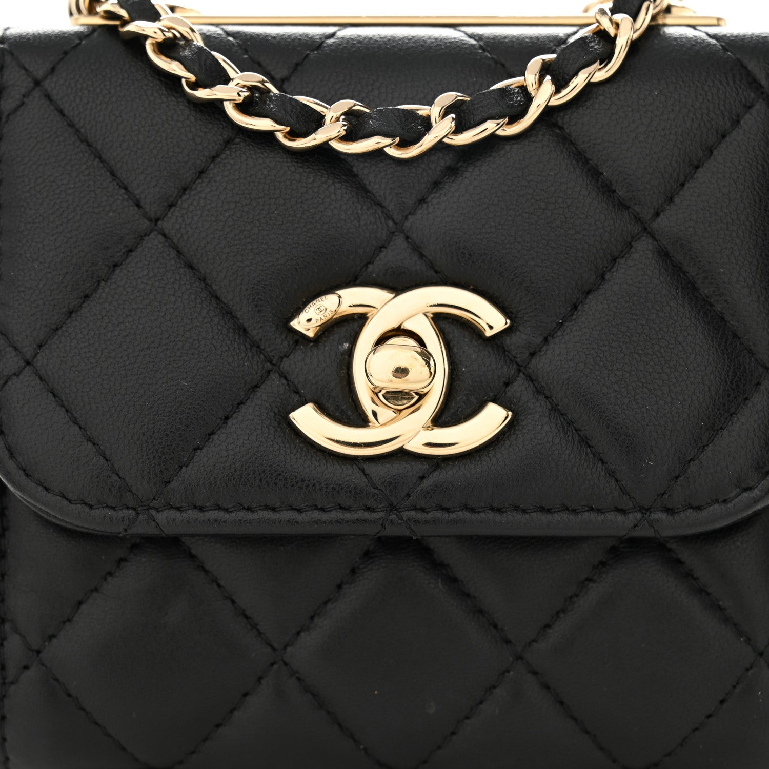 Chanel Lambskin Quilted Trendy CC Card Holder On Chain Black 7 of 9