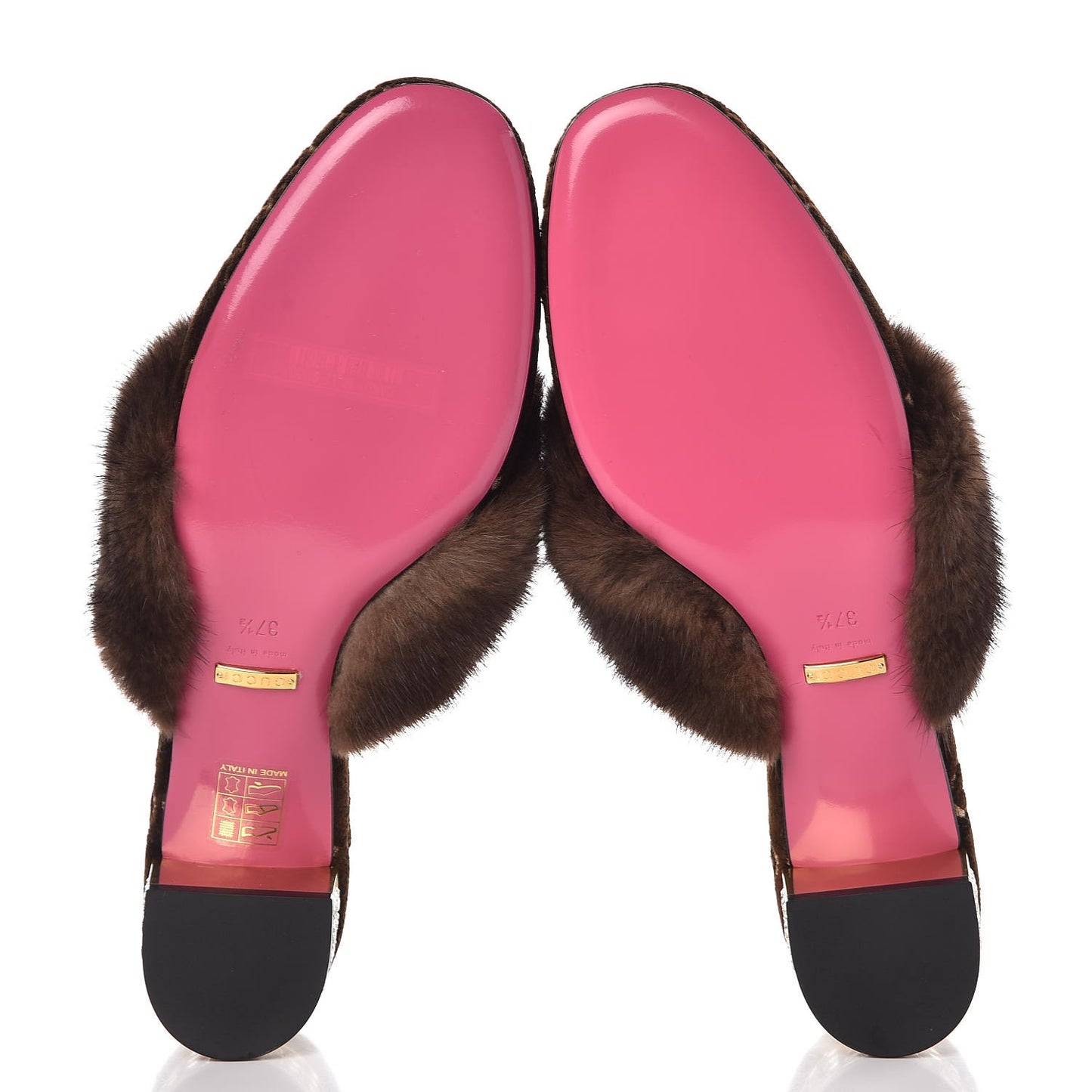 Mink Velvet GG Monogram Candy Mules 37.5 Scan Brown Brown