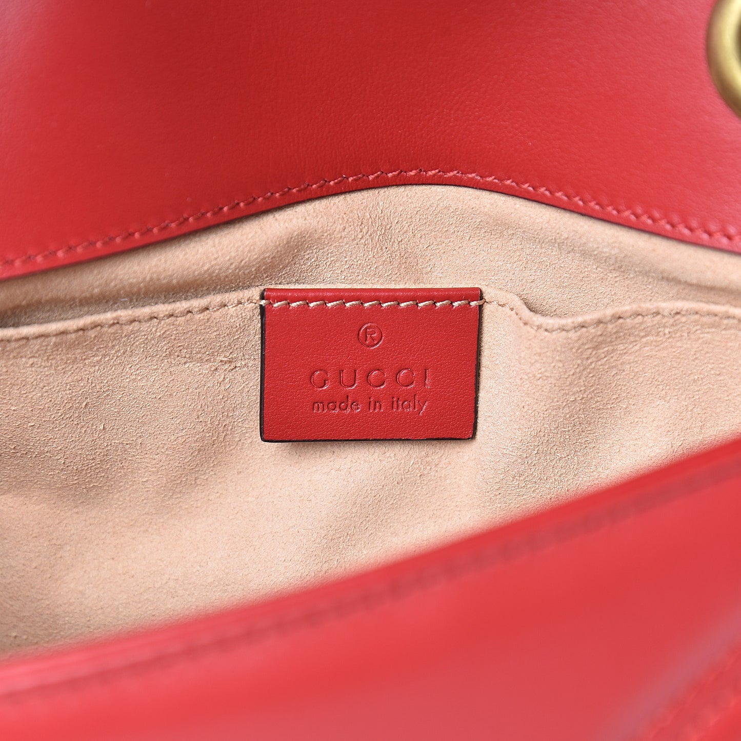 Calfskin Matelasse Mini GG Marmont Shoulder Bag Hibiscus Red