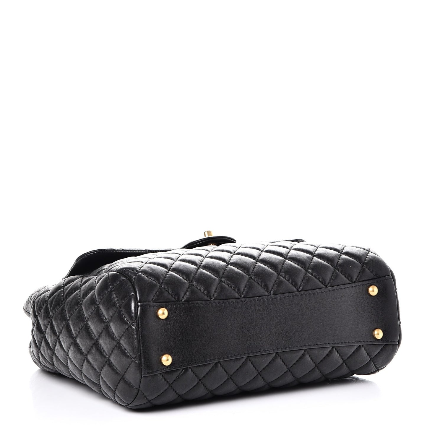 Lambskin Quilted Large Fluffy CC Shopping Tote Black
