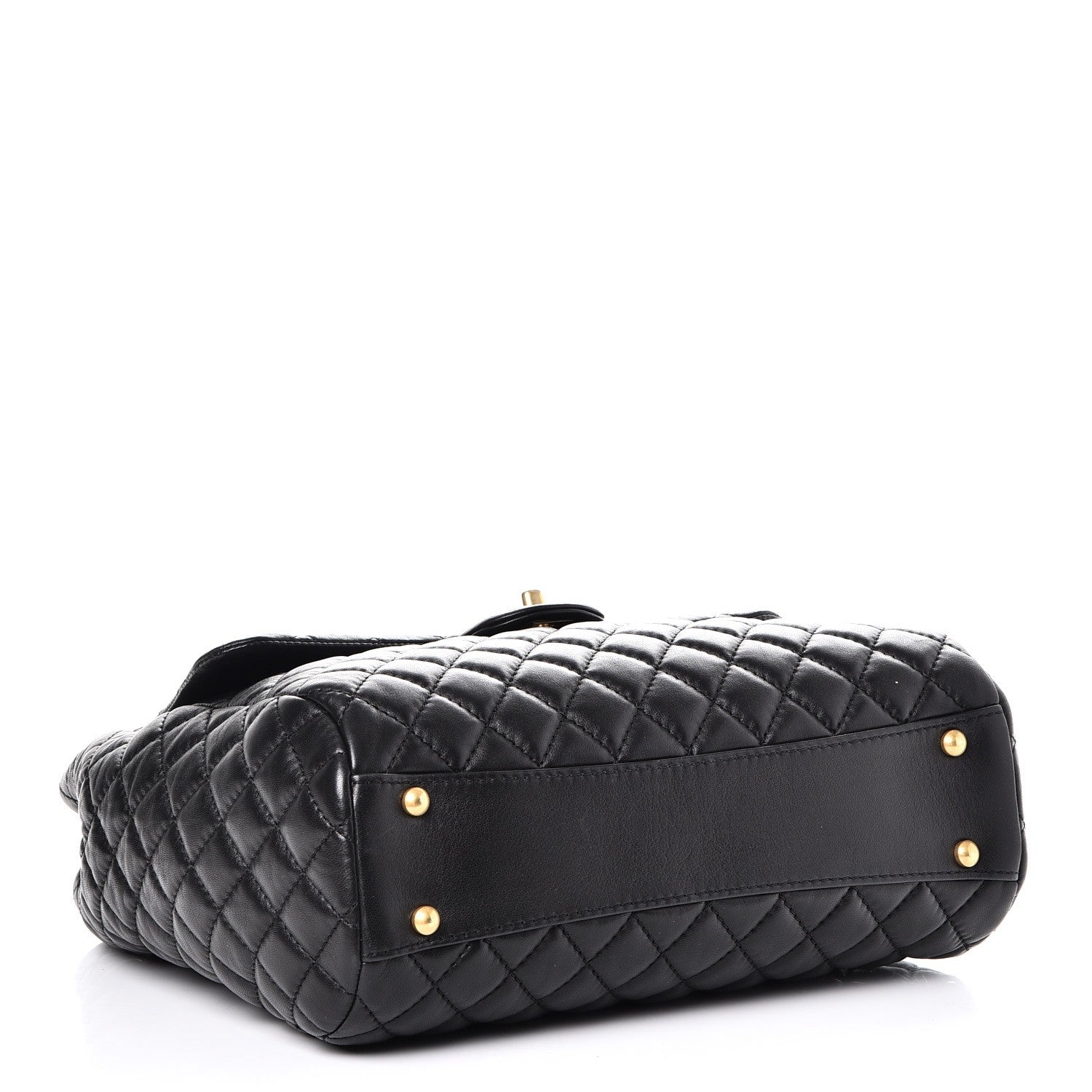Chanel Lambskin Quilted Large Fluffy CC Shopping Tote Black 4 of 8