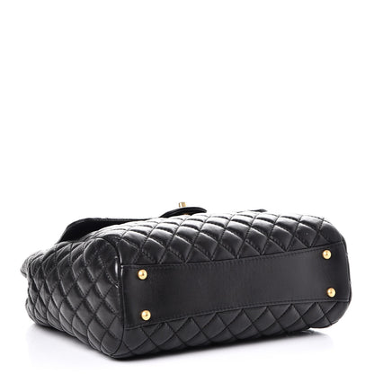 Chanel Lambskin Quilted Large Fluffy CC Shopping Tote Black 4 of 8