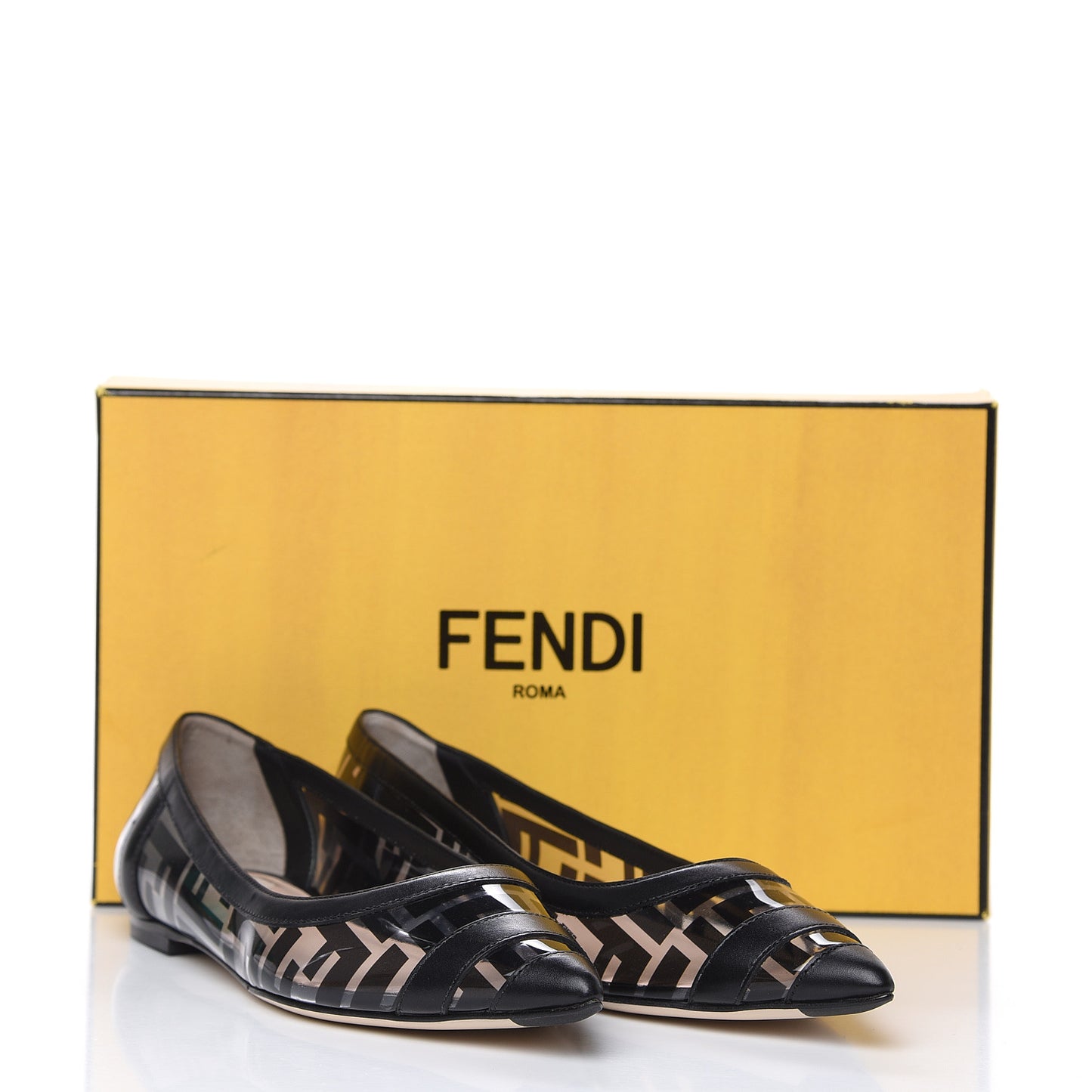 PVC Calfskin FF Colibri Ballerina Flats 37 Black