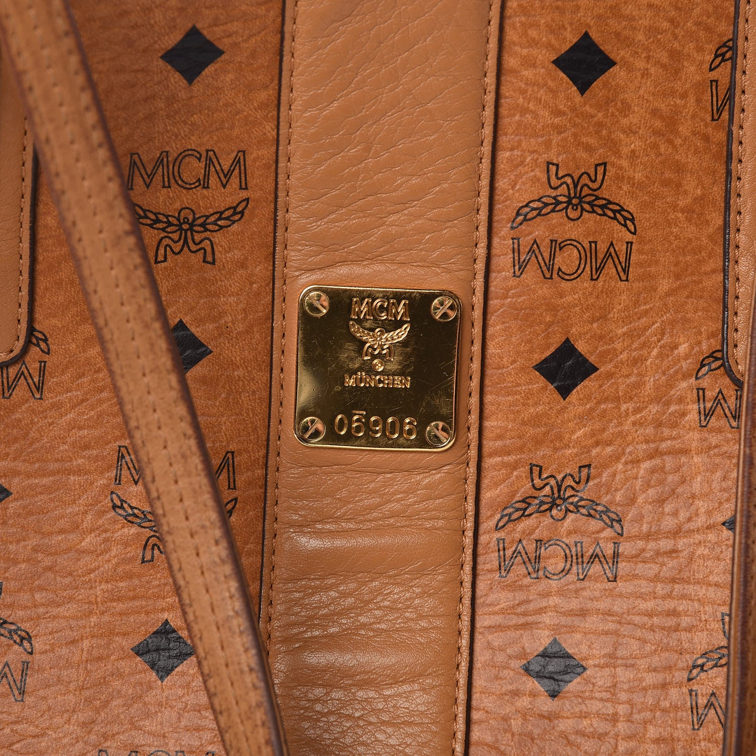 MCM Visetos Medium Liz Reversible Shopper Tote Cognac 9 of 28