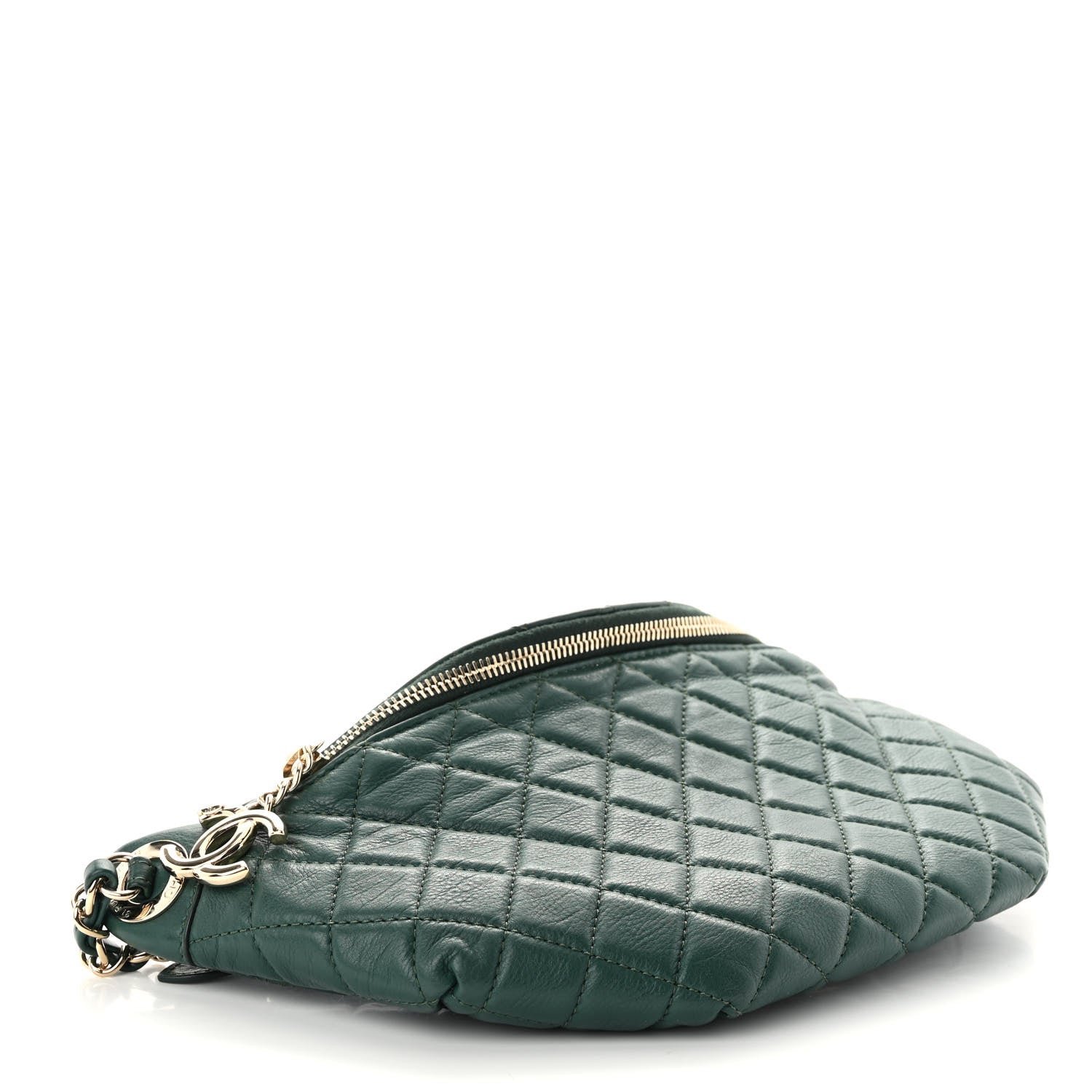 Chanel Calfskin Quilted Banane Waist Bag Fanny Pack Dark Green 4 of 10