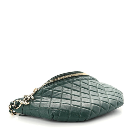 Chanel Calfskin Quilted Banane Waist Bag Fanny Pack Dark Green 4 of 10