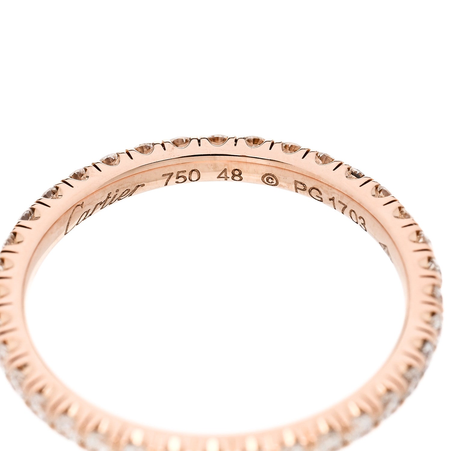 Cartier 18K Pink Gold Diamond 2mm Étincelle de Cartier Wedding Band Ring 48 4.5 4 of 4