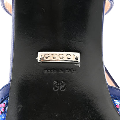 Gucci Tela Retino Nappa Charlotte Crystal GG Monogram Square G 35mm Slingback Pumps 38 Splash Net Blue Witch 7 of 8